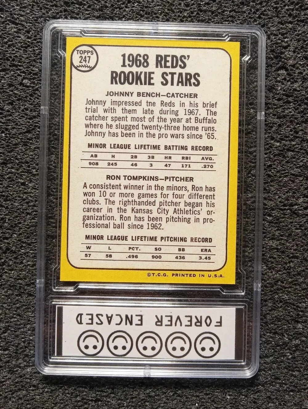 Johnny Bench, Ron Tomkins Cincinnati Reds HOF Baseball Card